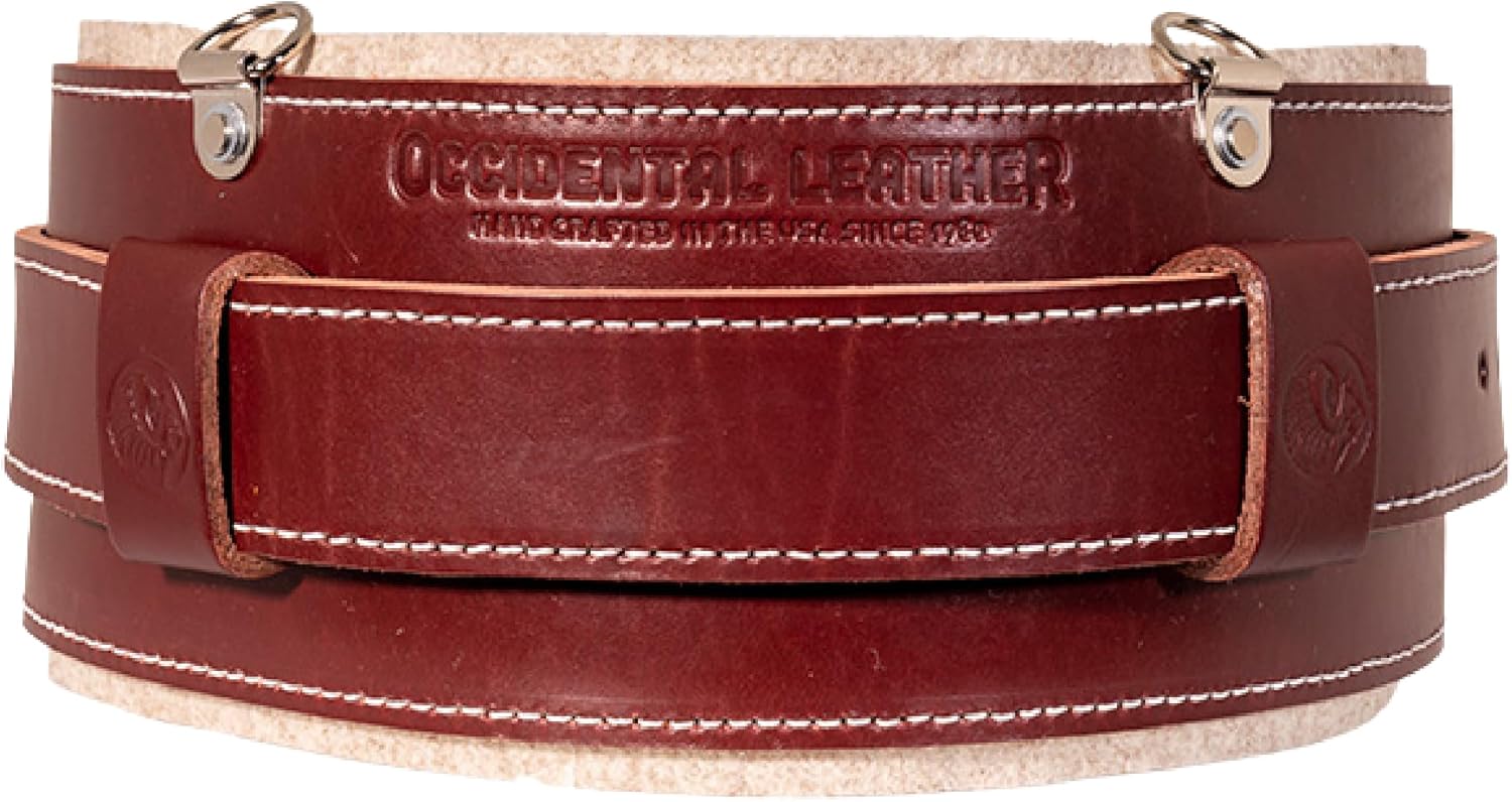Occidental Leather 5" Wide Back Support Work Belt - Heavy-Duty USA Made Stronghold System 1 Occidental Leather Stronghold Comfort Belt System - Medium, OxyRed - Wide 5” Belt for More Back Support - Heavy-Duty Buckles & Belt Loops to Minimize Bag Sliding - Made in USA