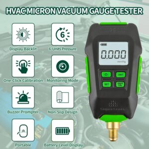 HVAC Vacuum Gauge Digital Micron Tester with Buzzer Alarm Kit