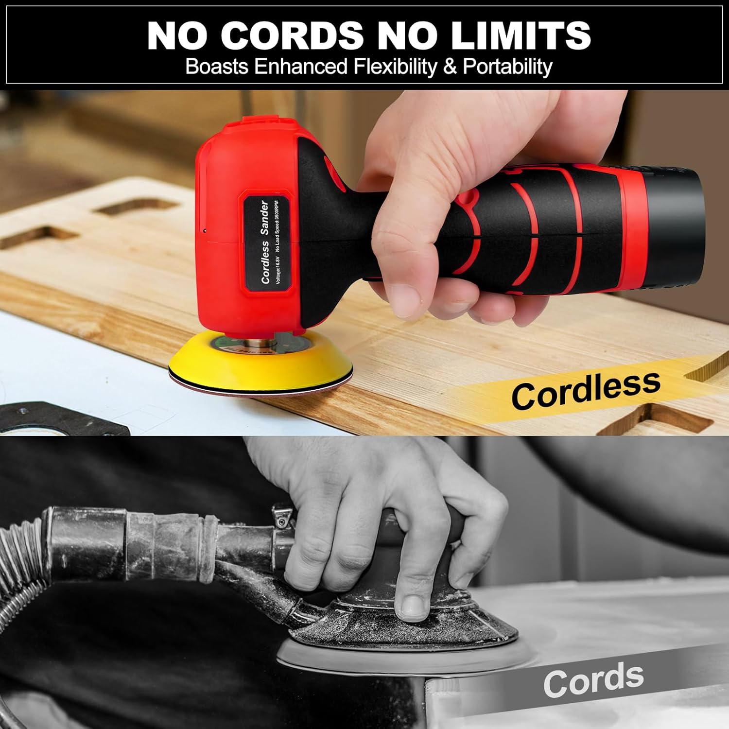 Powerful 3" Cordless Palm Sander Kit | 16.8V Battery, 3500RPM, 30 Accessories 7 Powerful 3" Cordless Palm Sander Kit | 16.8V Battery, 3500RPM, 30 Accessories - Image 7