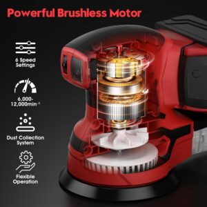 Milwaukee 18V Brushless Cordless Random Orbital Sander, 6-Speed, 125mm Pad, Dust Collect