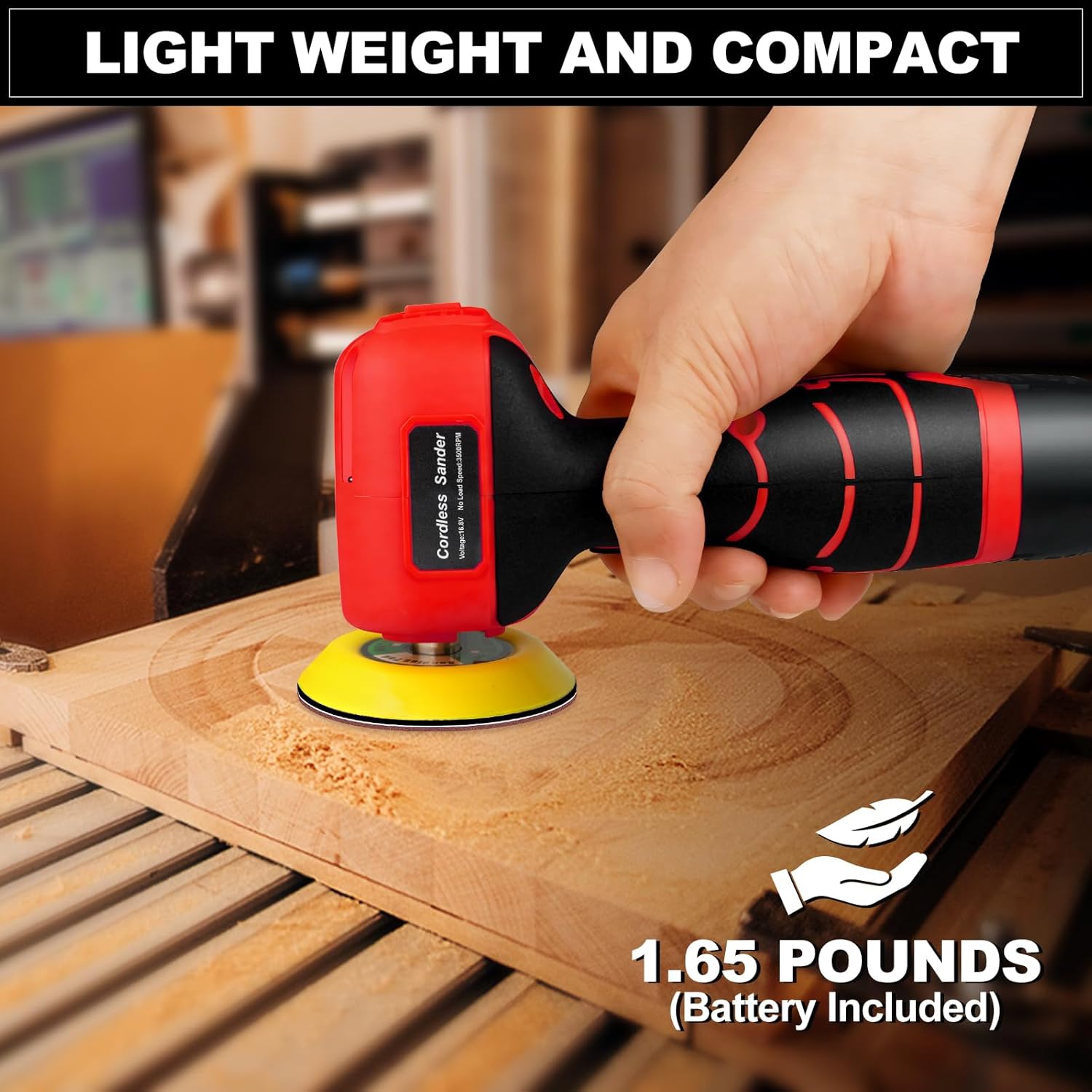 Powerful 3" Cordless Palm Sander Kit | 16.8V Battery, 3500RPM, 30 Accessories 2 Powerful 3" Cordless Palm Sander Kit | 16.8V Battery, 3500RPM, 30 Accessories - Image 2