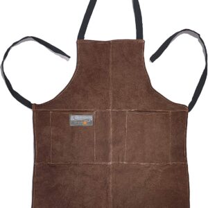 Outset Grill and Kitchen Apron, Brown Leather, 27" x 30"