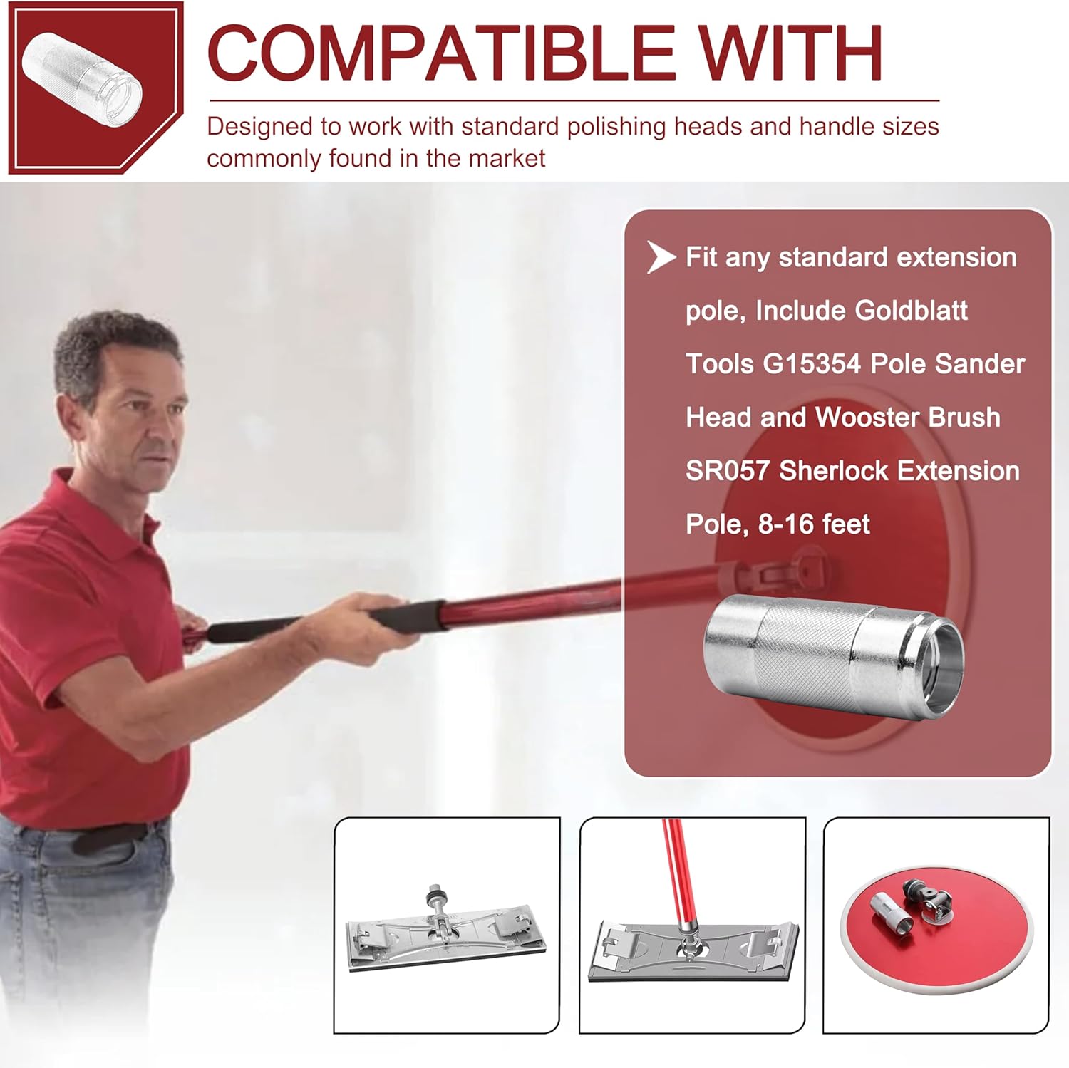 Sanding Pole Adapter Connects Wood Handles to Any Sander Head 4 Sanding Pole Adapter Connects Wood Handles to Any Sander Head - Image 4