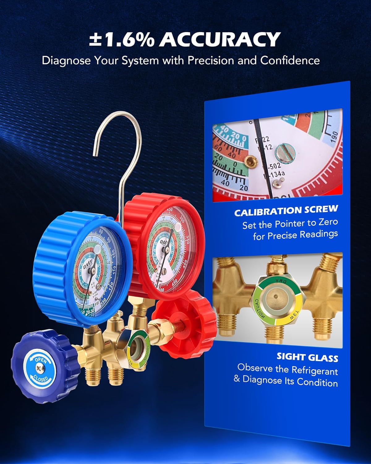 Professional HVAC AC Manifold Gauge Set for R12 R134a Refrigerant Recharge Kit 5 Professional HVAC AC Manifold Gauge Set for R12 R134a Refrigerant Recharge Kit - Image 5