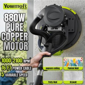 880W Drywall Sander with Vacuum Dust Collection and LED Light