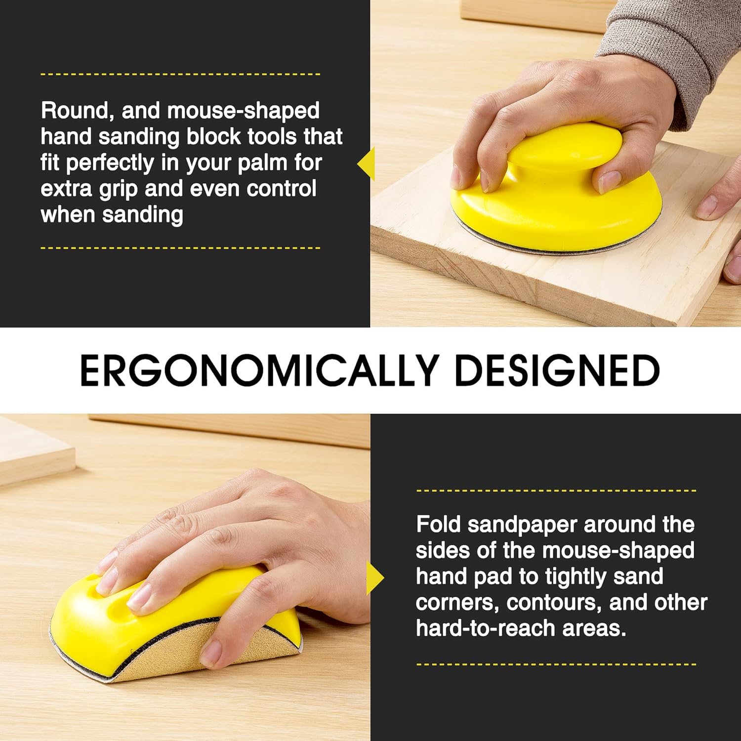 Premium 5" Hand Sanding Block Set: Hook & Loop Wood Auto Body Mouse Pad Sanders 8 Premium 5" Hand Sanding Block Set: Hook & Loop Wood Auto Body Mouse Pad Sanders - Image 8