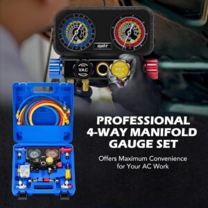 Orion 4-Way AC Manifold Gauge Set R1234yf R134a Car Freon Kit