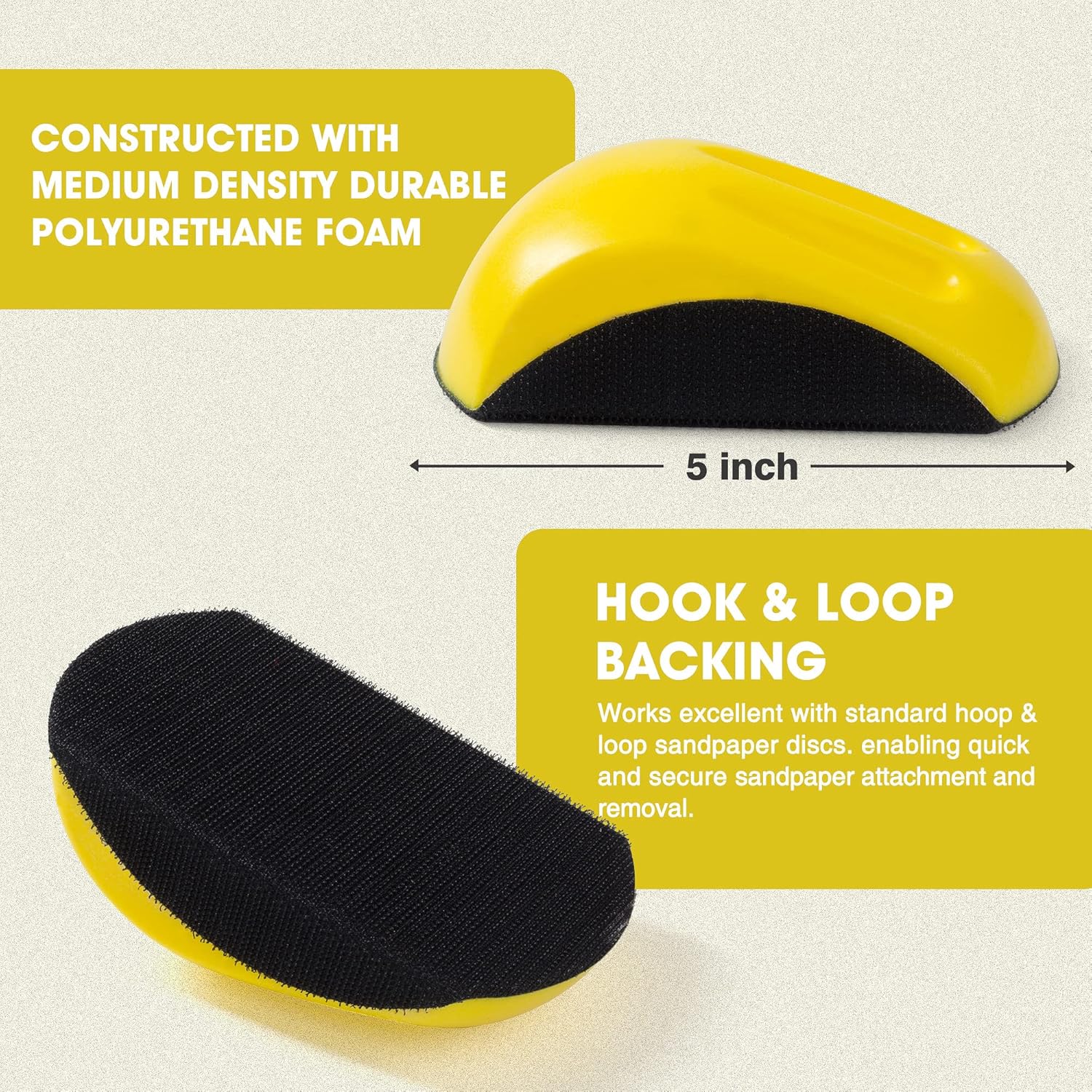 Premium 5" Hand Sanding Block Set: Hook & Loop Wood Auto Body Mouse Pad Sanders 5 Premium 5" Hand Sanding Block Set: Hook & Loop Wood Auto Body Mouse Pad Sanders - Image 5