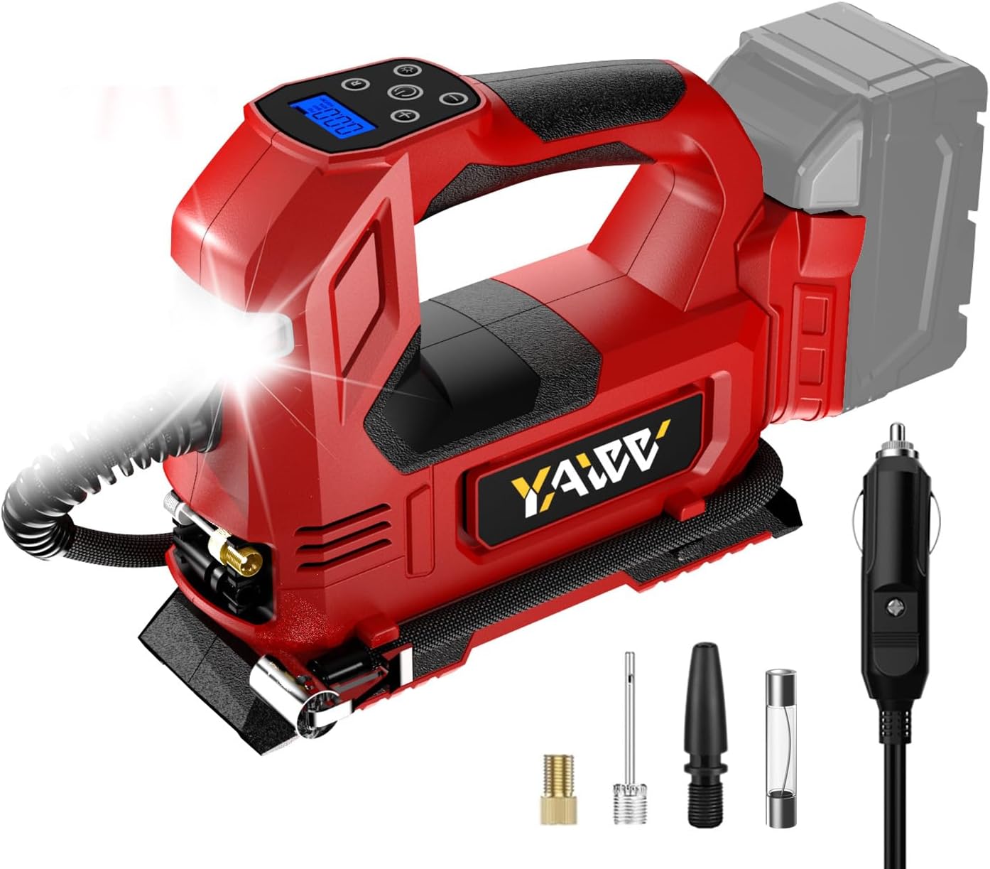 Milwaukee M18 Cordless Tire Inflator 160PSI Portable Air Compressor LED Light Digital Gauge 1 Cordless Tire Inflator Air Compressor for Milwaukee M18 Battery, 160PSI Portable LED Light Handheld Air Pump with Digital Pressure Gauge for Cars Motorcycles Bikes Sport Balls(Battery Not Included)