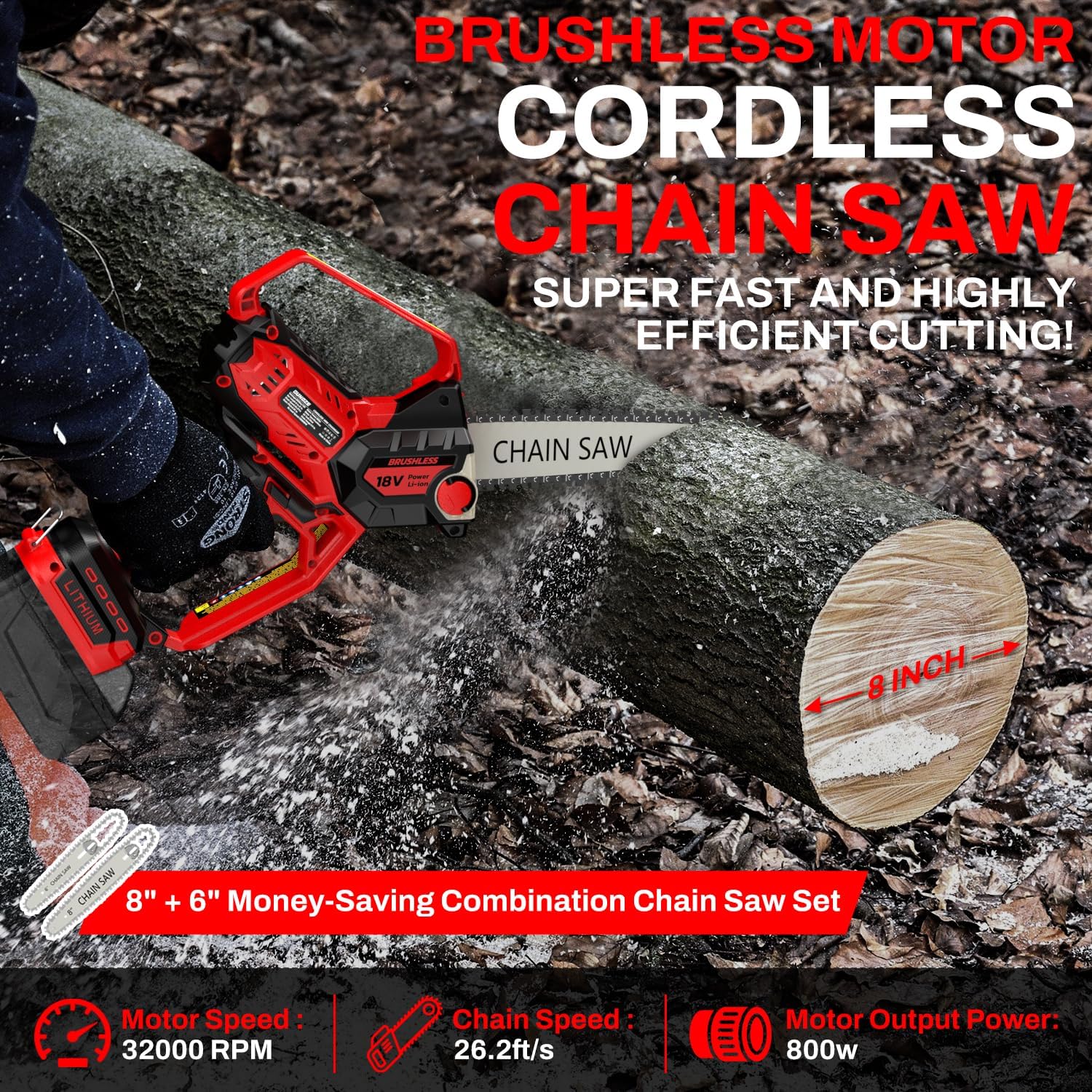 Mini Chainsaw 8/6" Cordless Electric Pruning Saw M18 Battery Compatible 2 Mini Chainsaw 8/6" Cordless Electric Pruning Saw M18 Battery Compatible - Image 2