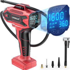Tire Inflator Air Compressor Compatible with Milwaukee 18V Battery, LIVOWALNY 160PSI Cordless Portable Electric Air Pump with Digital Pressure Gauge for Car Motorcycles Bike Ball Auto (No Battery)
