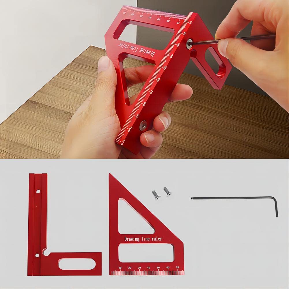 3D Angle Measuring Ruler Aluminum Woodworking Square Protractor Tool 4 3D Angle Measuring Ruler Aluminum Woodworking Square Protractor Tool - Image 4