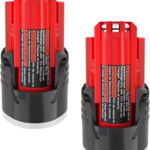 2 Packs 12V Battery Replacement for Milwaukee M12 Battery, 3.0Ah M-12 Batteries Compatible for Milwaukee 12V Tools 48-11-2420 48-11-2440 48-11-2411 48-11-2402 Cordless Power Tools