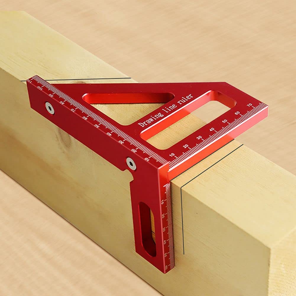 3D Angle Measuring Ruler Aluminum Woodworking Square Protractor Tool 1 3D Multi-Angle Measuring Ruler,45/90 Degree Aluminum Alloy Woodworking Square Protractor,Drawing Line Ruler, Miter Triangle Ruler High Precision Layout Measuring Tool for Engineer Carpenter,R