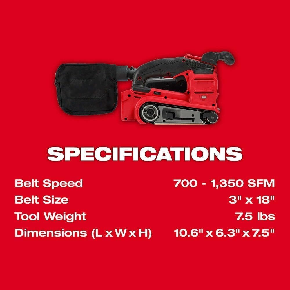 Milwaukee M18 FUEL 18V Cordless 3x18 Belt Sander Tool Only 1 milwaukee electric tool m18 fuel 3 x18 belt sander