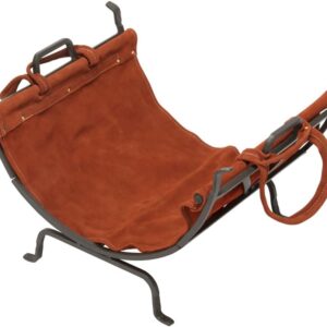 UniFlame Olde World Iron Firewood Log Holder with Suede Leather Carrier (W-1189)