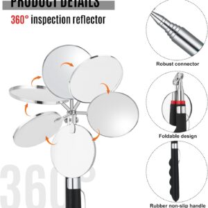 6PC Telescoping Inspection Mirror 30in Extendable Under Car Tool