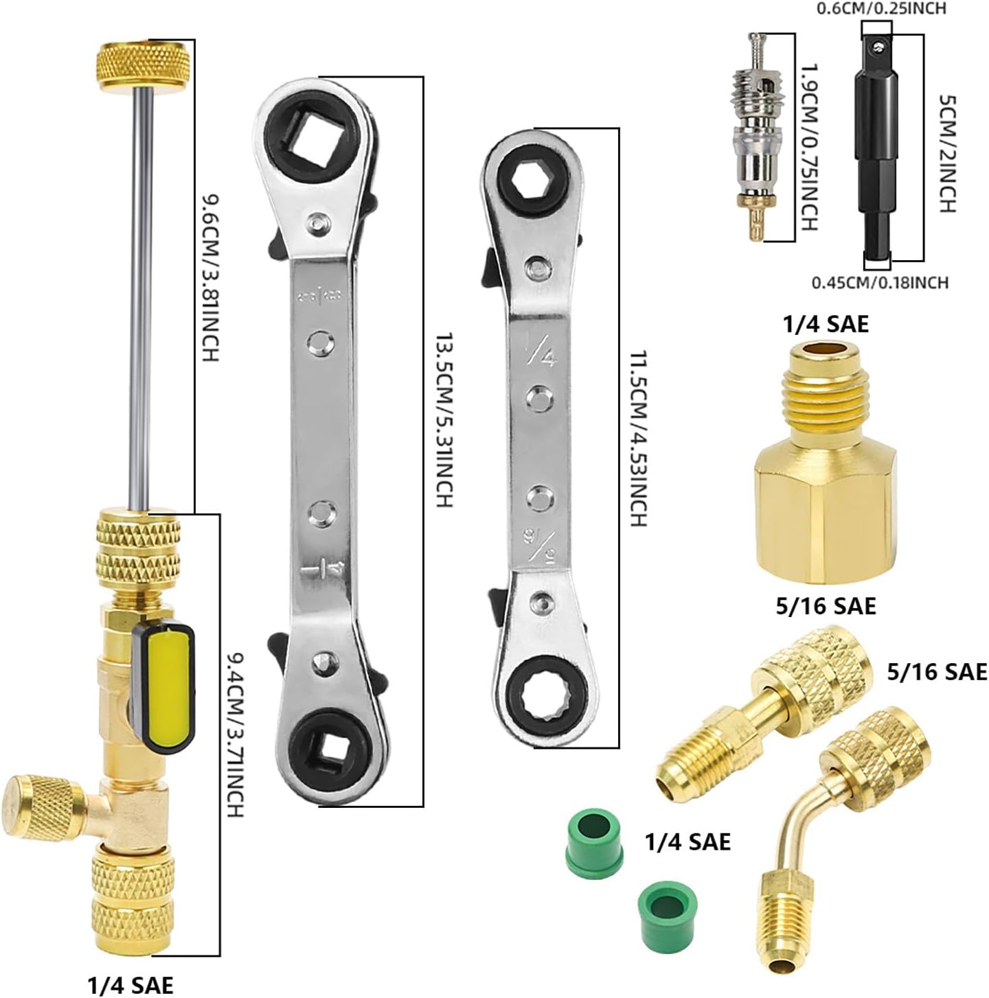 Valve Core Remover HVAC Service Wrench Set with R410A Adapters Set B 2 Valve Core Remover HVAC Service Wrench Set with R410A Adapters
Set B - Image 2