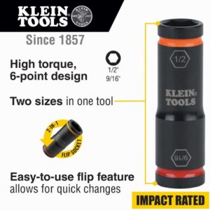 Klein Tools 66076 Impact Flip Socket 9/16 1/2 Inch for BAT20CW Wrench