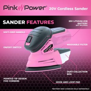 Pink Power Cordless Sander Tool Only Renewed No Battery
