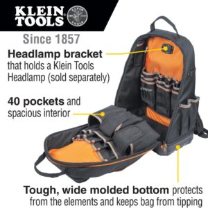 Klein Tools 62800BP Electrician Backpack 40-Pocket Tool Bag USB Port
