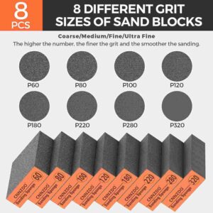 8PC Sanding Sponge Set 60-320 Grit for Wood Metal Drywall Polish