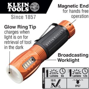 Klein Tools 56028 LED Flashlight Magnetic Waterproof 12Hr Work Light