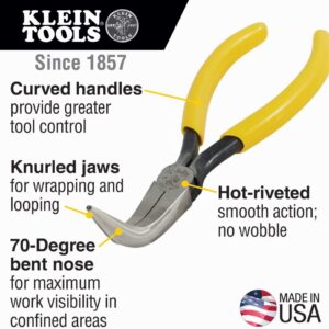 Klein Tools 6.5″ Long Nose Pliers with Side Cutters & Curved Handle