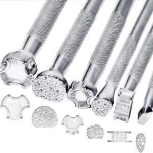 Jupean 6 Pcs Leather Stamps Leather Stamping Tools, Leather Stamping Kit Special Shape Stamp Punch Set Carving Leather Craft Stamp Handmade Art Tools