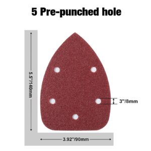 100PCS Mouse Sander Pads 40-240 Grit 140mm Sandpaper Sheets Set
