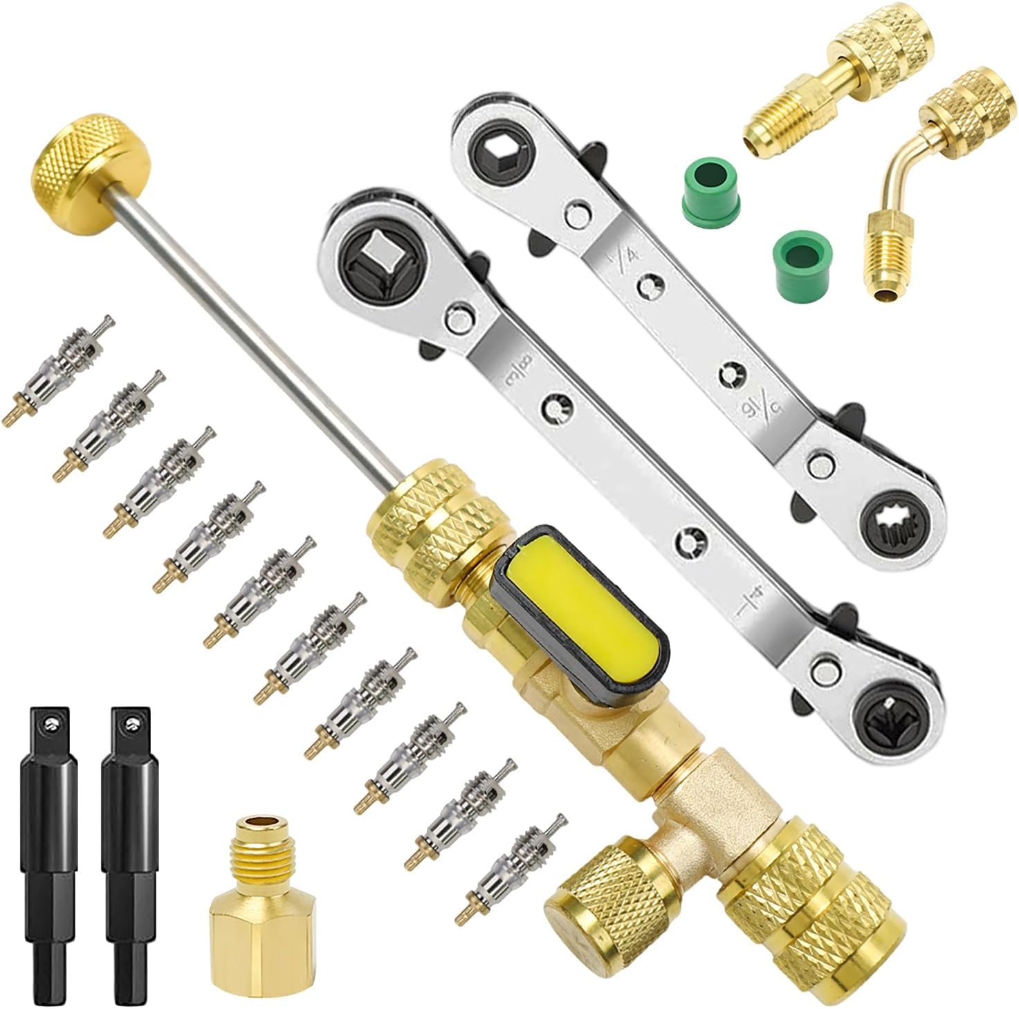 Valve Core Remover HVAC Service Wrench Set with R410A Adapters Set B 1 hvac tools new