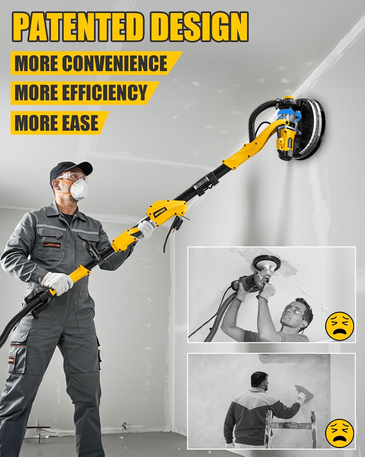 1050W Electric Drywall Sander 7-Speed LED Vacuum Dust Collection 7 1050W Electric Drywall Sander 7-Speed LED Vacuum Dust Collection - Image 7