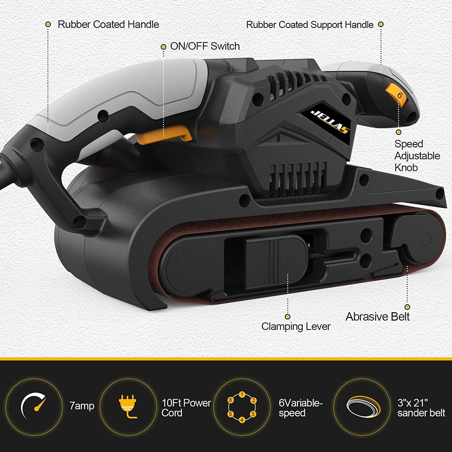 Unlock Precision: Jellas 7Amp Belt Sander Review for Woodworkers 3 Unlock Precision: Jellas 7Amp Belt Sander Review for Woodworkers - Image 3