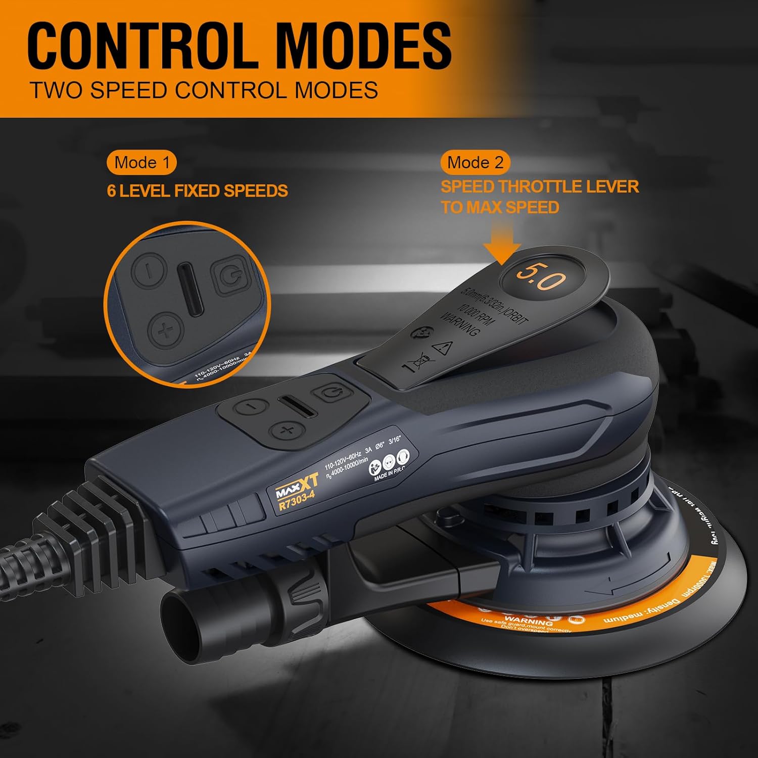 MAXXT 5mm Brushless Orbital Sander Variable Speed 5-6 Inch Pads 3 MAXXT 5mm Brushless Orbital Sander Variable Speed 5-6 Inch Pads - Image 3