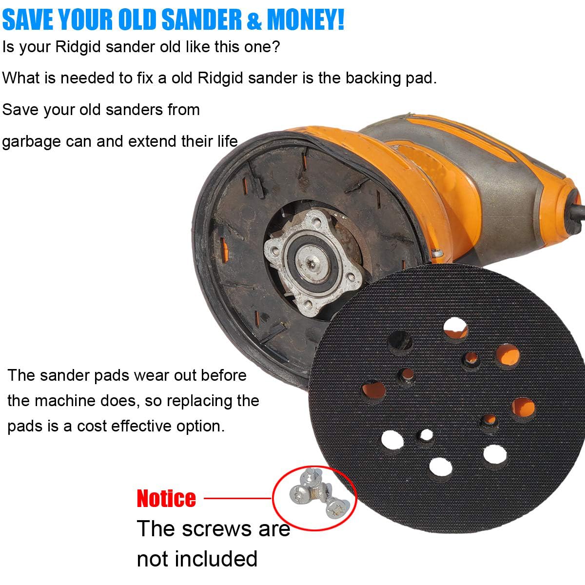 5" Sanding Pad for Ridgid R2600 R2601 8-Hole Hard Backing 6 5" Sanding Pad for Ridgid R2600 R2601 8-Hole Hard Backing - Image 6