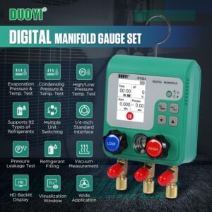 Digital HVAC Manifold Gauge Kit R92 AC Refrigerant Test Tool Set