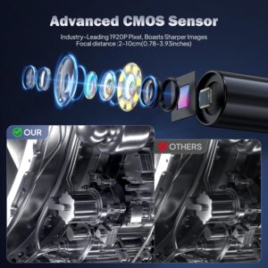 50FT Borescope Camera 1080P Endoscope IP67 Waterproof 4.3″ Screen