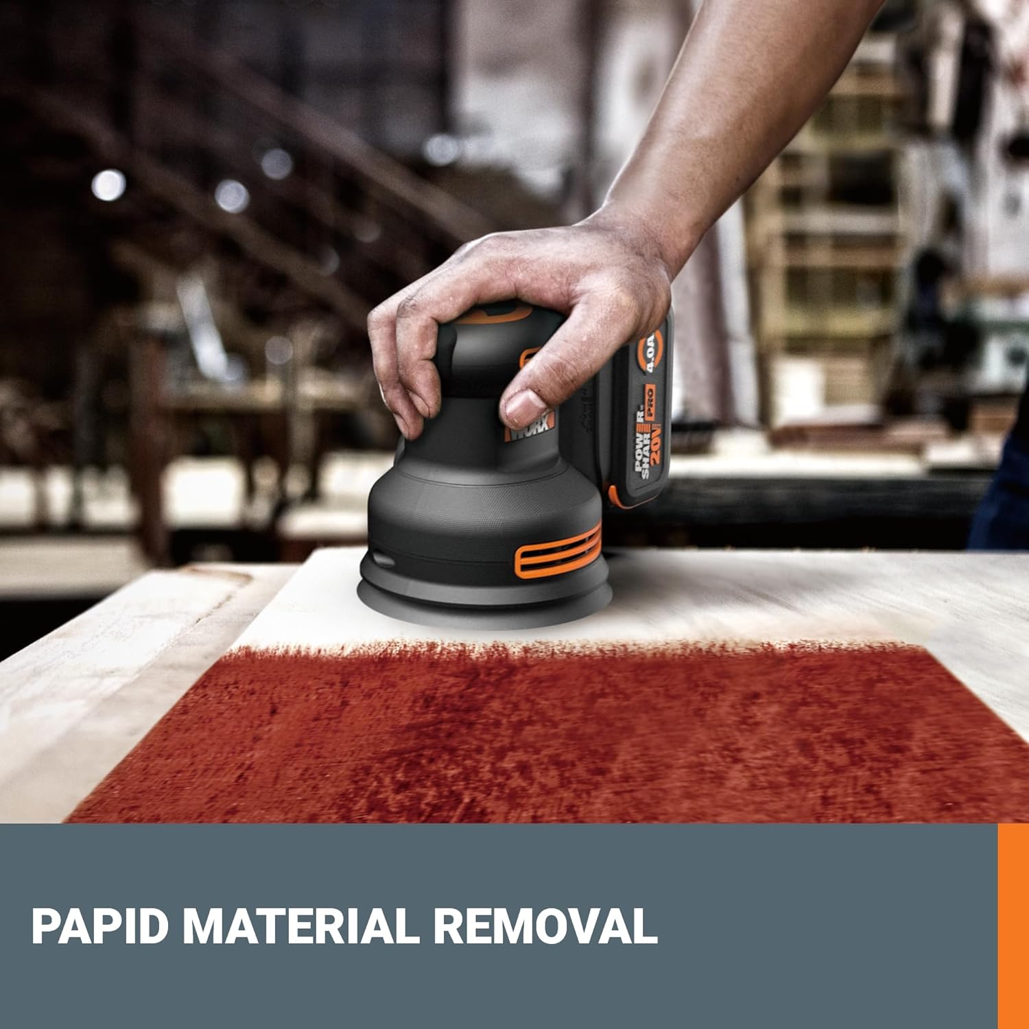 WORX 20V Brushless Cordless Random Orbital Sander Tool Only WX823L.9 4 WORX 20V Brushless Cordless Random Orbital Sander Tool Only WX823L.9 - Image 4