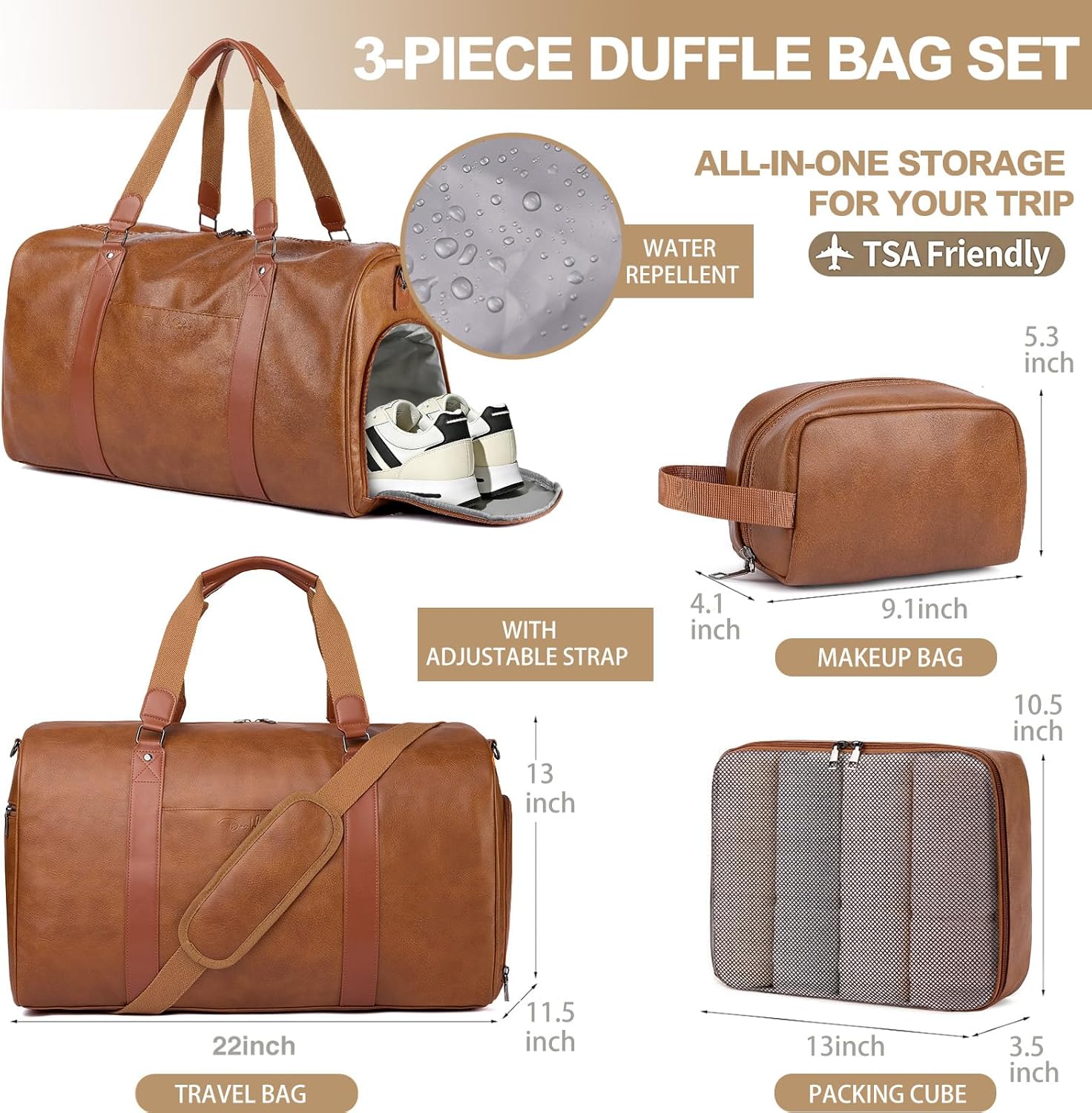 Large Leather Duffle Bag with Shoe Compartment Carry On Travel 6 Large Leather Duffle Bag with Shoe Compartment Carry On Travel - Image 6