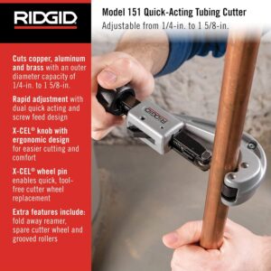 Ridgid 151 Quick Acting Tubing Cutter 1/4 to 1-5/8 Inch Small