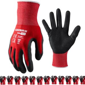 KEZERS Work Gloves,12 Pairs MicroFoam Nitrile Coated Work Gloves for Men,Seamless Knit Nylon Gloves,Home Improvement
