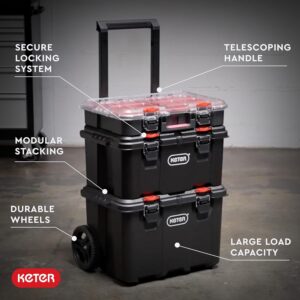 Keter 3-Piece Rolling Tool Box Organizer Garage Storage System