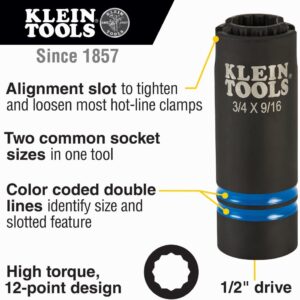 Klein Tools 66031 3-in-1 Impact Socket Set 1/2″ Drive 12-Point Deep