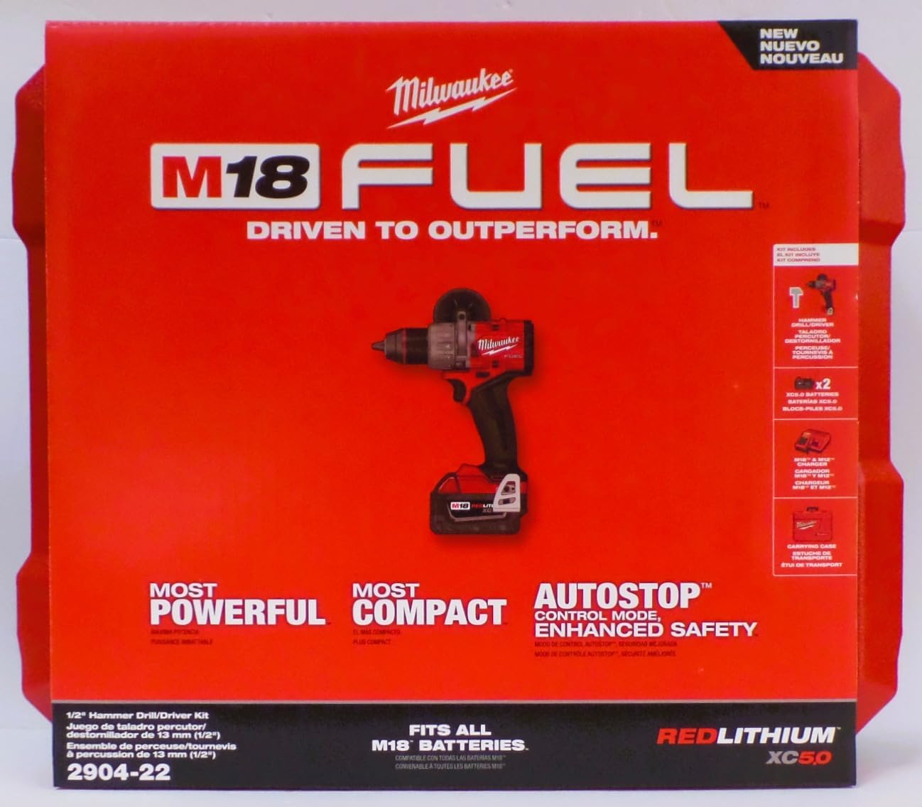 Milwaukee M18 FUEL 1/2" Hammer Drill Kit Variable Speed Cordless 1 Milwaukee Electric - Variable Speed M18 Fuel. 1/2 Hammer Drill-Driver KIT