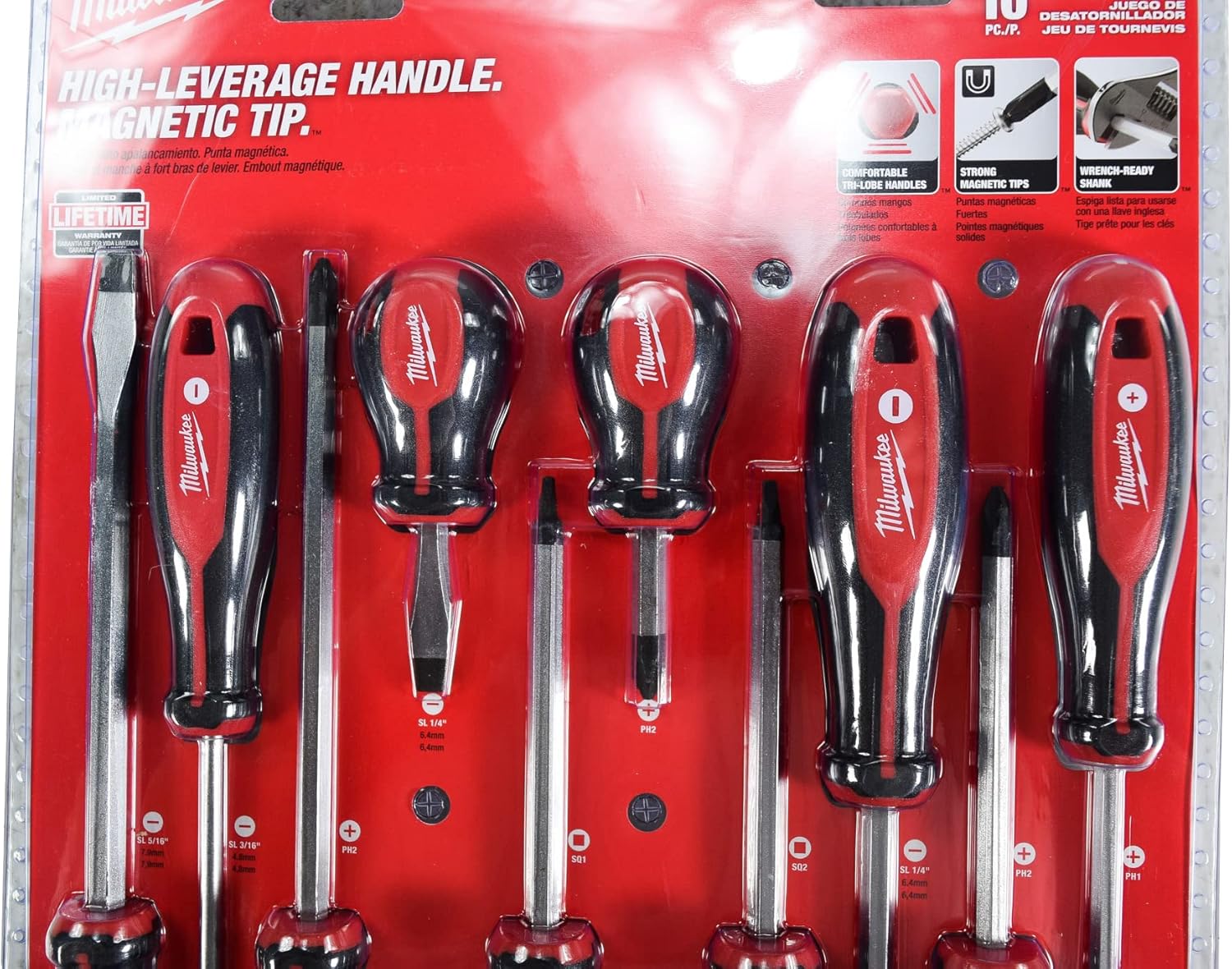 Milwaukee 10-Piece Screwdriver Set with Magnetic Tips 48-22-2710 4 Milwaukee 10-Piece Screwdriver Set with Magnetic Tips 48-22-2710 - Image 4