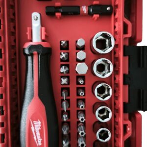 Milwaukee 38-Piece 1/4 Inch Ratchet Socket and Bit Set Tool Kit