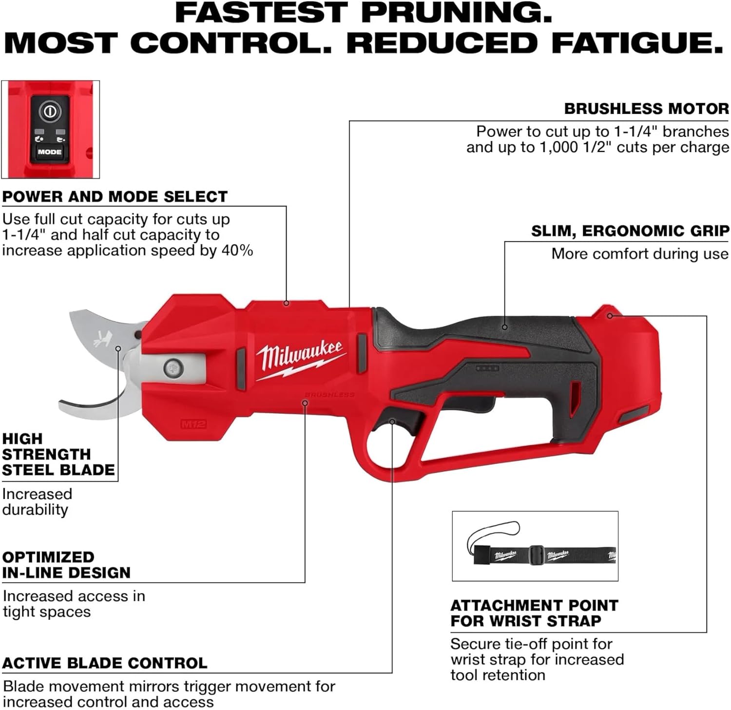Milwaukee M12 Brushless Cordless Electric Pruning Shears Kit 3 Milwaukee M12 Brushless Cordless Electric Pruning Shears Kit - Image 3