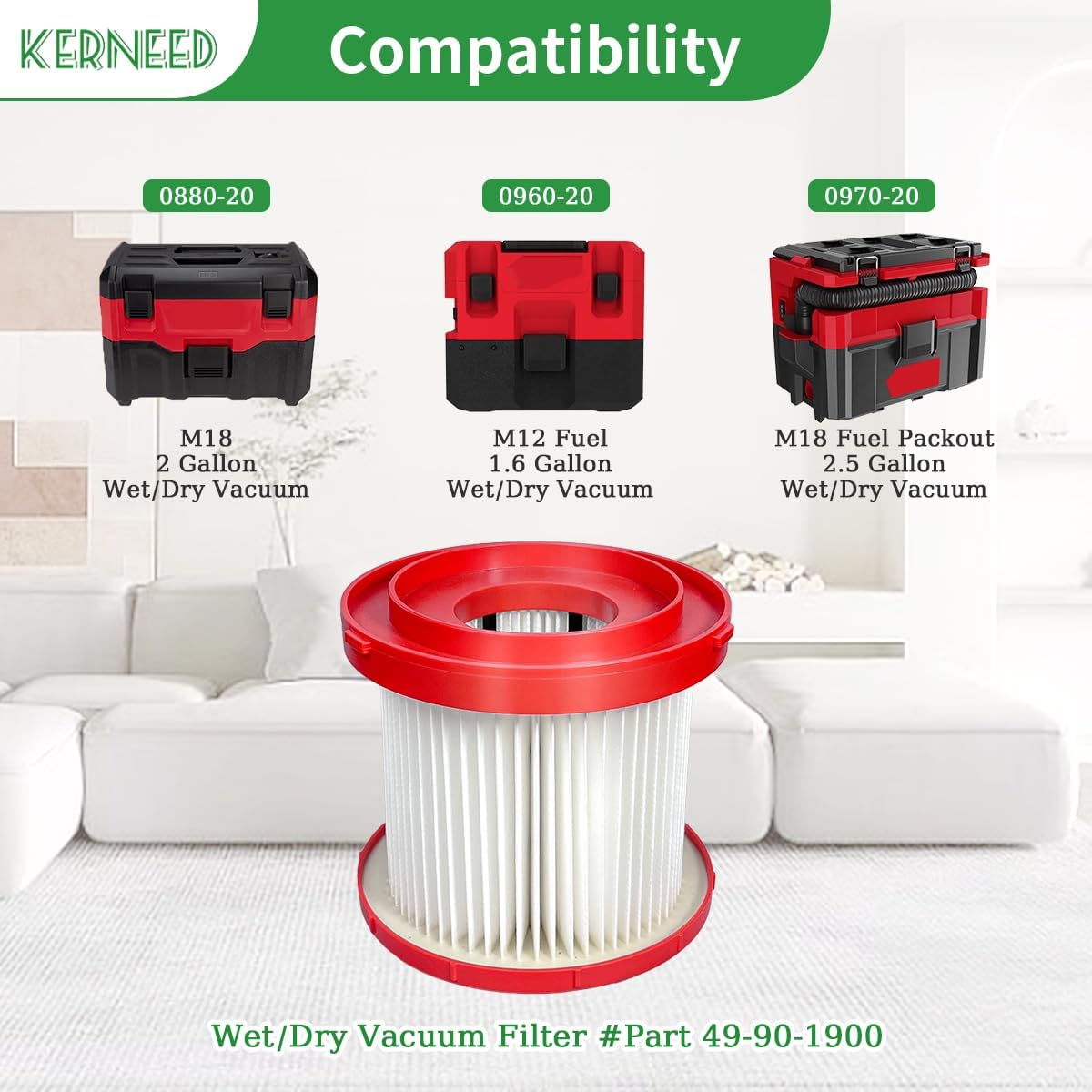 4-Pack HEPA Filters for Milwaukee M18 Vacuum with Foam Sleeves 2 4-Pack HEPA Filters for Milwaukee M18 Vacuum with Foam Sleeves - Image 2