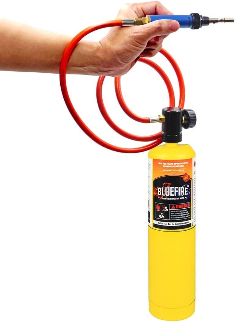 BLUEFIRE Propane Torch Kit Self-Igniting 3ft Hose MAPP Gas Welding 4 BLUEFIRE Propane Torch Kit Self-Igniting 3ft Hose MAPP Gas Welding - Image 4