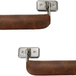 2 Pack Metal Luggage Handles Vintage Leather Handle 110mm Long Pull Handle for Trunk Handbag Briefcase Guitar Musical Box(Brown)